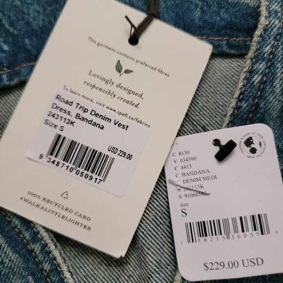 SPELL Road Trip Denim Vest Dress Womens S Blue Bandana Timeless Western Boho - Picture 5 of 8